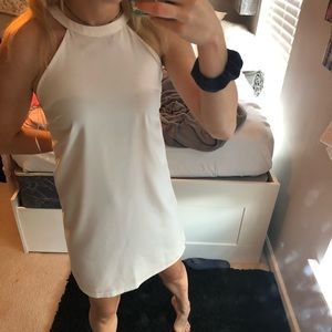 White high neck dress
